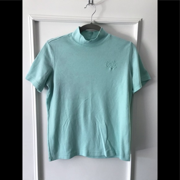 Blair Mock Neck Short Sleeve Blouse Sea foam - Picture 13 of 15